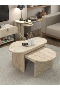 Orta Sehpa Yan Sehpa 2Li Setro Traverten