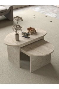 Orta Sehpa Yan Sehpa 2Li Setro Traverten