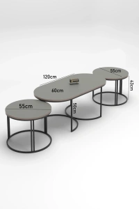 ORTA SEHPA ZİGON SEHPA YAN SEHPA 3 LÜ SET  DOLUNAY BENDİR