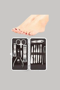 Özel Deri Çantalı 12 Parça Manikür Pedikür Bakım Seti Paslanmaz Çelik