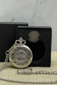 Özel Kutulu Rakamlı Gümüş Köstekli Saat