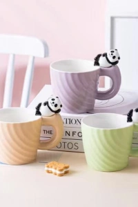 Panda Motifli Seramik Kupa Bardak