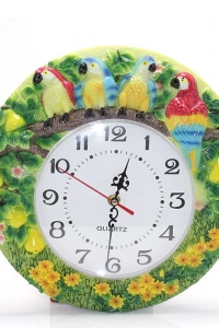 Papağanlı Polyester Duvar Saati