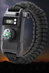 Paracord Dijital Saat Düdük Hayatta Kalma Kamp Bilekliği