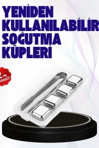 Paslanmaz Çelikten Üretilmiş Metal Buz Küpü Seti ve Buz Klipsi