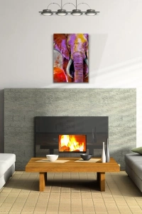 Pastel Renklerde Dekoratif Fil Görseli Kanvas Tablo 50 x 70