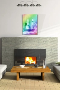 Pastel Renklerde Yelkenli Kadırga Kanvas Tablo 50 x 70