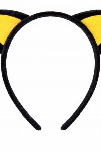 Peluş Kedi Kulaklı Taç Sarı Siyah