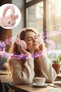 Peluş Kulaklıklı Bluetooth Kablosuz Müzik Dinleme ve Görüşme Özellikli