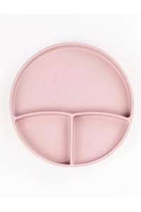 Pembe 3’lü Silikon Yemek Seti – Önlük + Diş Kaşıyıcılı Kaşık + Vakumlu Tabak