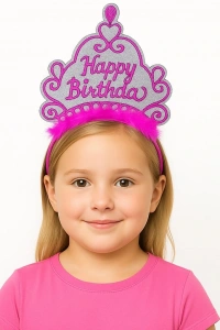 Pembe Happy Birthday Doğum Günü Prenses Tacı