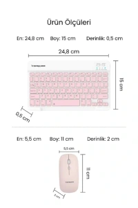 Pembe Kablosuz Klavye Ve Mouse Seti
