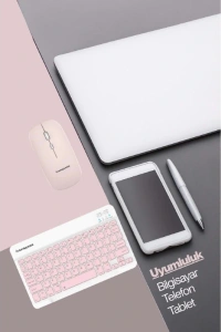 Pembe Kablosuz Klavye Ve Mouse Seti