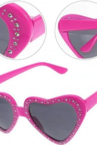 Pembe Kalp Taşlı Parti Gözlüğü