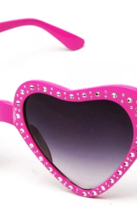 Pembe Kalp Taşlı Parti Gözlüğü