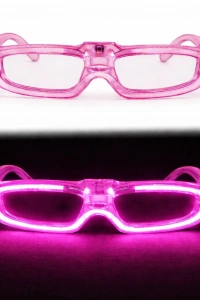 Pembe LED Işıklı Parti Gözlüğü - 3 Modlu