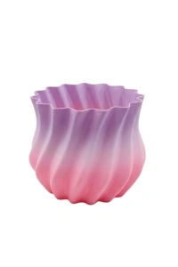 Pembe Lila Degrade Kıvrımlı 3D Vazo Estetik Ev Ofis Dekoru