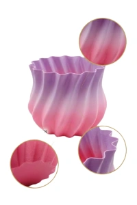 Pembe Lila Degrade Kıvrımlı 3D Vazo Estetik Ev Ofis Dekoru