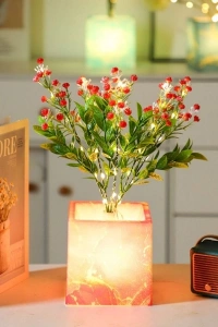 Pembe Saksılı LED Yapay Çiçek