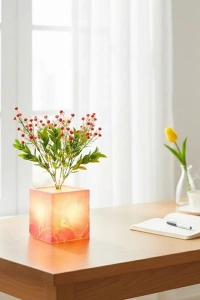 Pembe Saksılı LED Yapay Çiçek