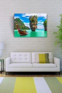 Phuket, Kayık ve Adalar Manzarası Kanvas Tablo 50 x 70