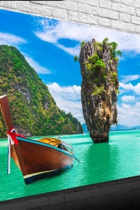 Phuket, Kayık ve Adalar Manzarası Kanvas Tablo 50 x 70