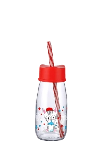 Pipetli Su Ve Süt Şişesi Cam 250 ML - Kırmızı