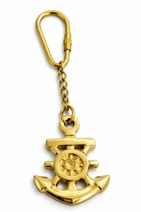 Pirinç Çapalı Dümen Tasarımlı Anahtarlık