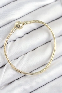 Pirinç Charm Topcuk Model Gold Renk Kadın Bileklik