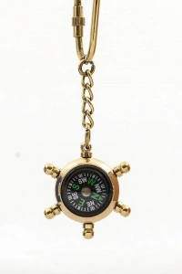 Pirinç Dümen Tasarımlı Pusula Anahtarlık