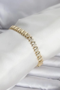 Pirinç Gold Renk Arpa Model Kadın Bileklik