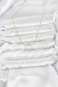 Pirinç Gold Renk Düğüm Kalp Model Kadın Kolye