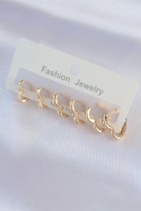 Pirinç Gold Renk Kalp Model Küpe Seti