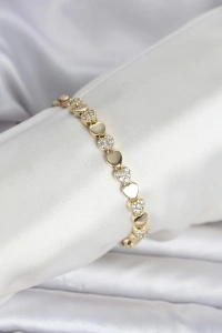 Pirinç Gold Renk Kalpli Model Kadın Bileklik