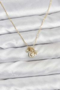 Pirinç Gold Renk Minimal Charmlı Kadın Kolye