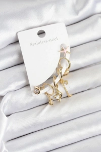 Pirinç Gold Renk Set Küpe