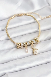 Pirinç Gold Renk Tinkerbell Charmlı Kadın Bileklik