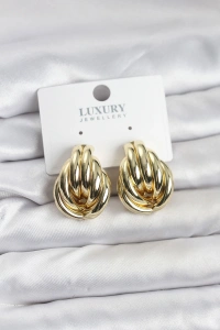 Pirinç Gold Renk Vintage Kadın Küpe