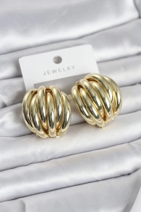 Pirinç Gold Renk Vintage Kadın Küpe