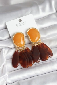 Pirinç Gold Renk Vintage Model Kadın Küpe