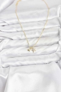 Pirinç Gold Renk Yıldız Minimal Kadın Kolye