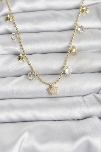 Pirinç Gold Renk Yıldız Model Kadın Kolye