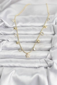 Pirinç Gold Renk Yıldız Model Kadın Kolye