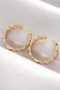 Pirinç Gold Renk Zincir Model Halka Küpe