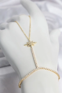 Pirinç Gold Renk Zirkon Taşlı Kutup Yıldızı Model Şahmeran
