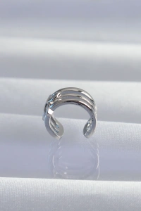 Pirinç Gümüş Renk Yonca Earcuff Küpe