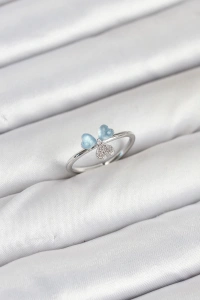 Pirinç Gümüş Renk Yonca Model Kadın Yüzük