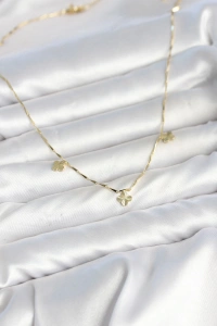 Pirinç Minimal Gold Renk Yonca Model Kadın Kolye
