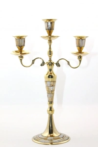 Pirinç Sedefli 3lü Şamdan Model 1