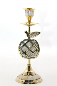 Pirinç Sedefli Tekli Şamdan Model 1